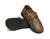 Olive Middle English Handmade Leather shoes by Aurora Shoe Co. - stacked view, white background.
