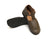 Olive T-strap handmade leather shoes by Aurora Shoe Co. - stacked orientation on white background.