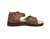 Brown New Mexican handmade leather sandals by Aurora Shoe Co. - side profile orientation on white background.
