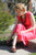 Mary Jane Brown Leather Shoe - On model wearing polka dot dress outdoors